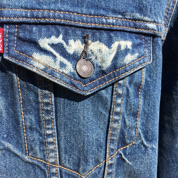 Levi Strauss Stone Wash Acid Wash Denim Mens Jacket Sz 2XL - Picture 4 of 10